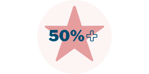 50%+ 50%+